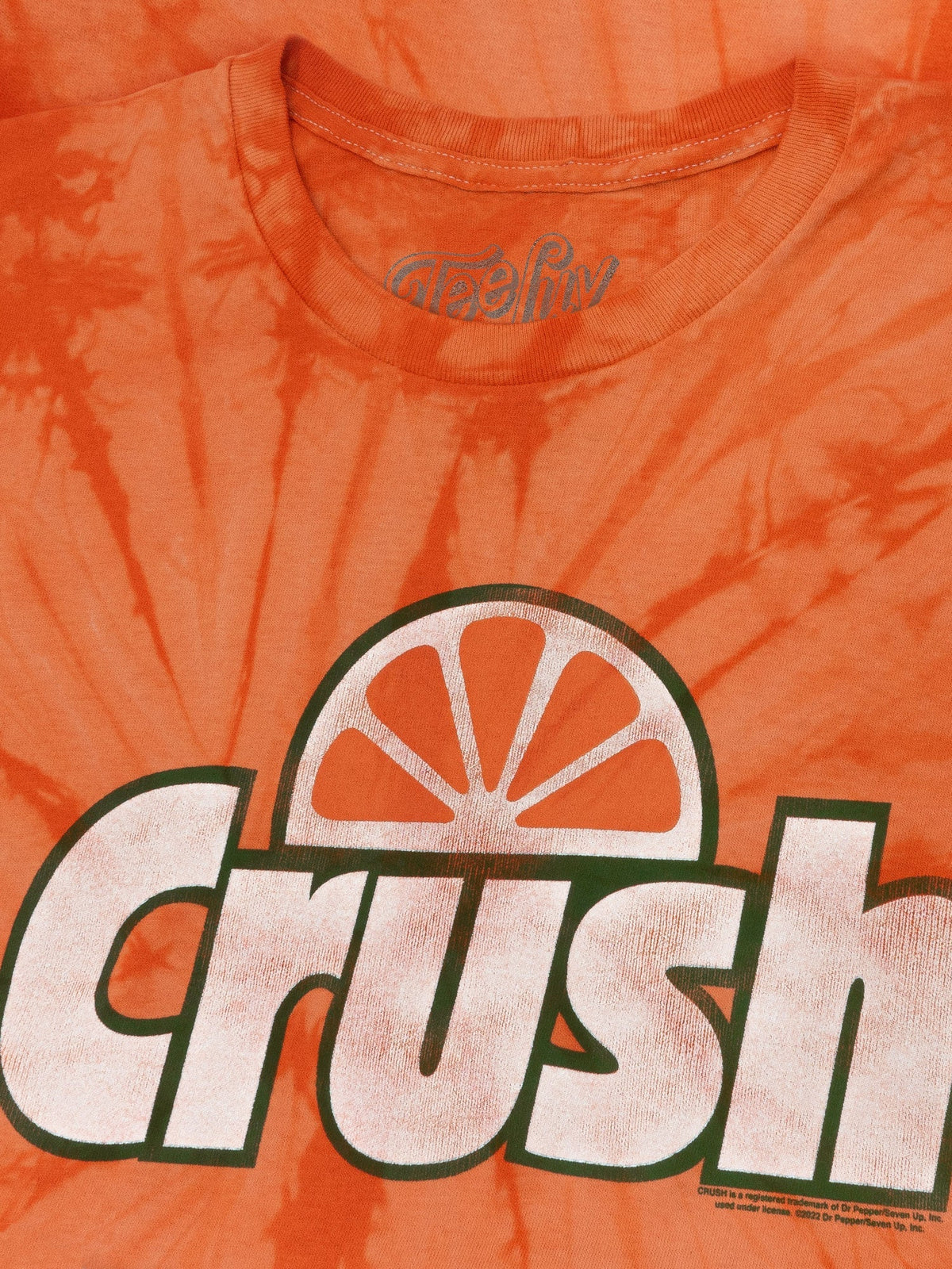 Orange Crush logo on an orange tie-dye t-shirt
