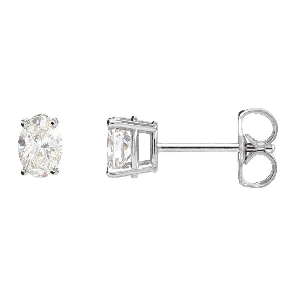 Oval 4-Prong Stud Earrings