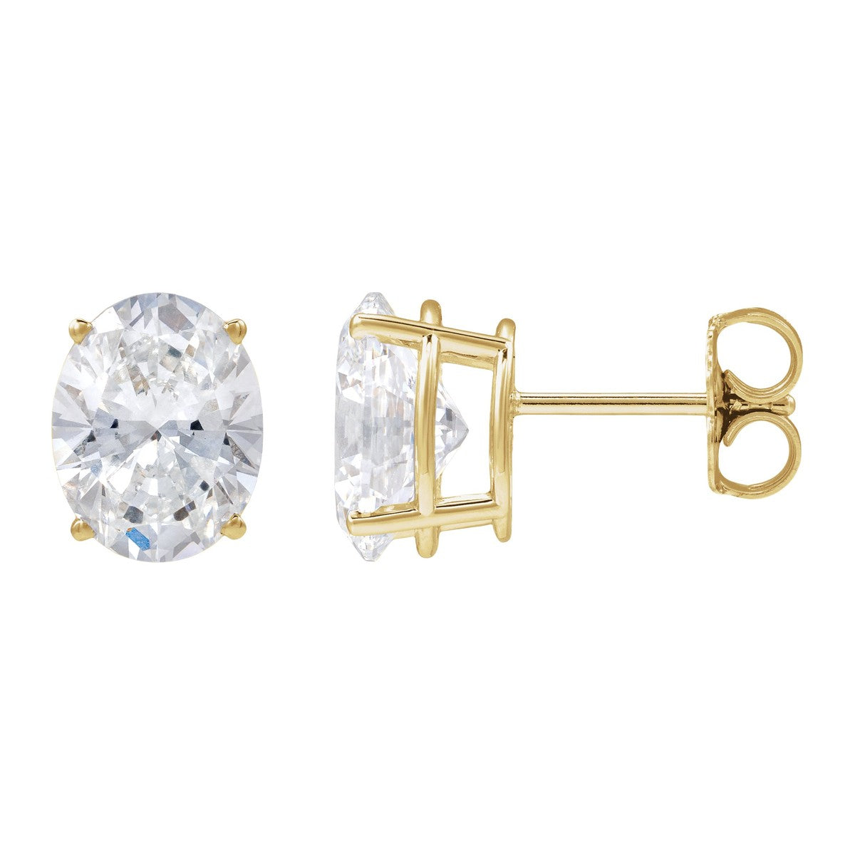 Oval 4-Prong Stud Earrings