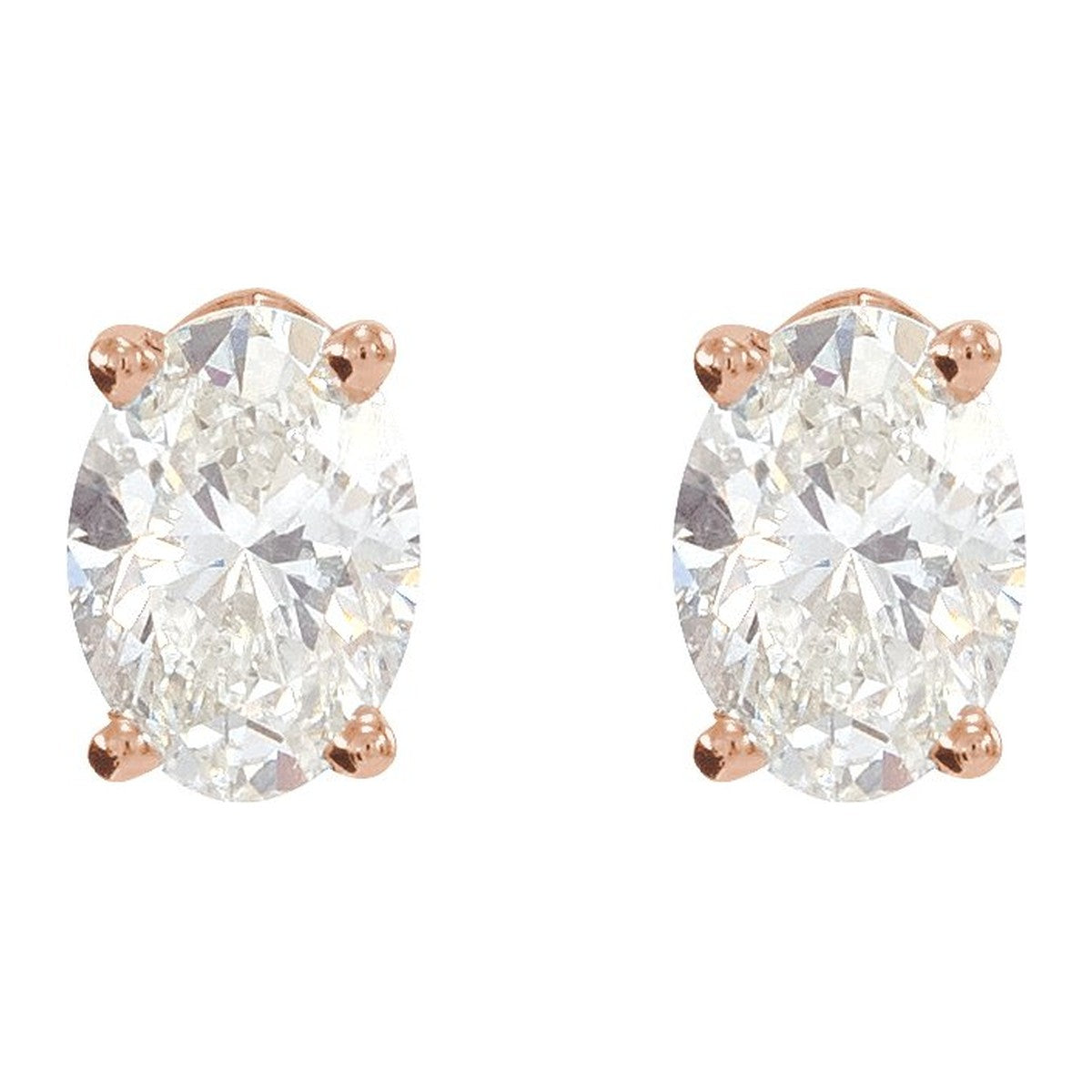 Oval 4-Prong Stud Earrings