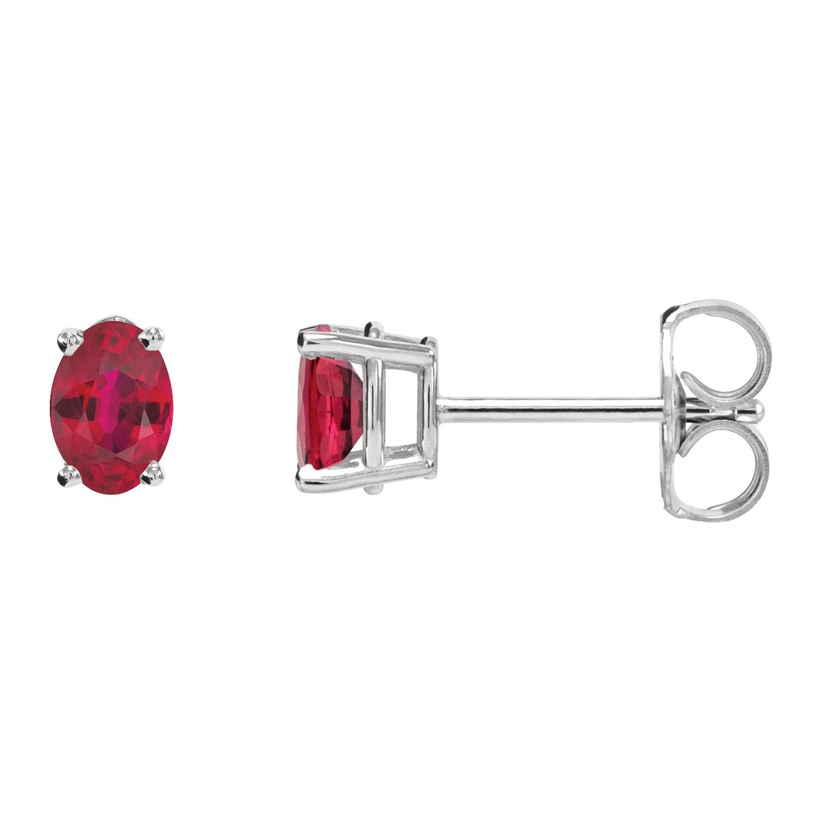 Oval 4-Prong Stud Earrings