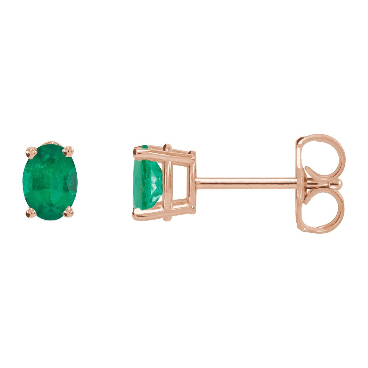 Oval 4-Prong Stud Earrings