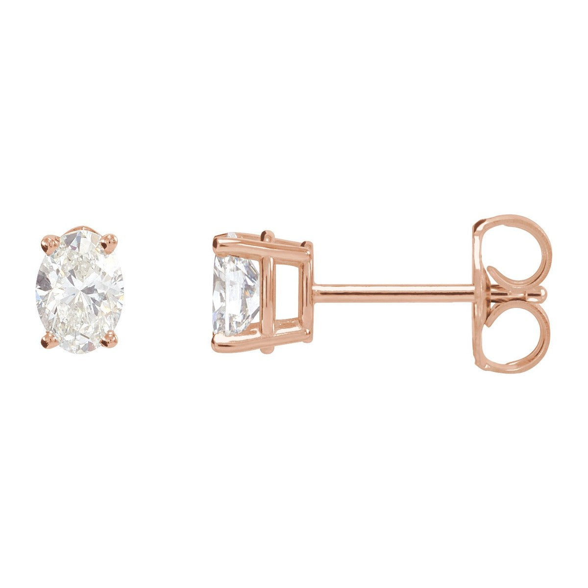 Oval 4-Prong Stud Earrings