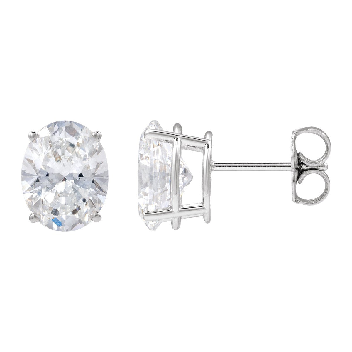 Oval 4-Prong Stud Earrings