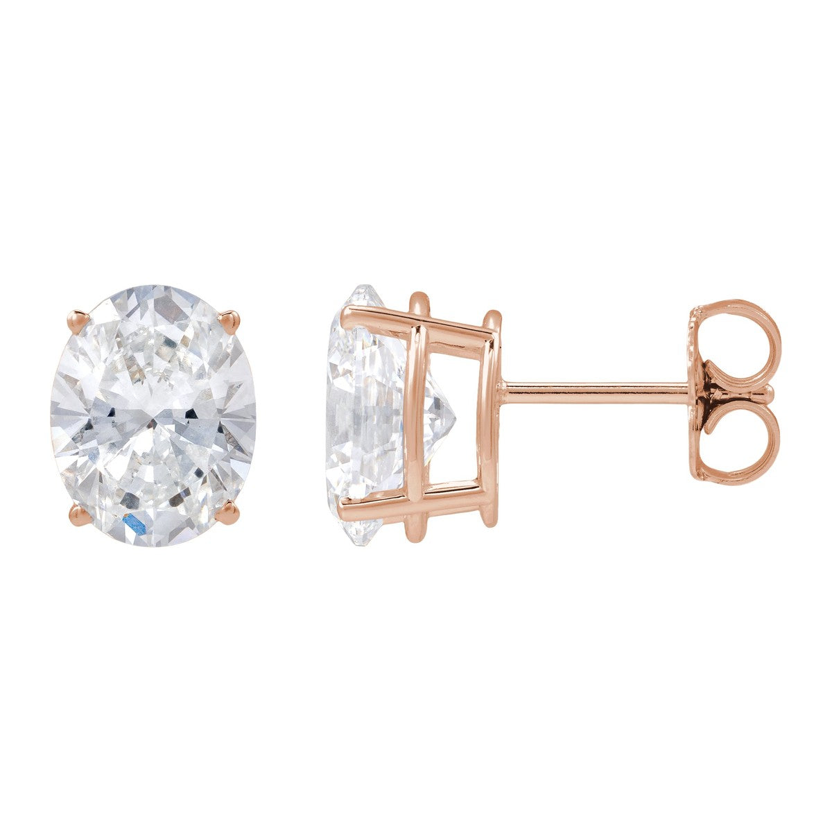 Oval 4-Prong Stud Earrings