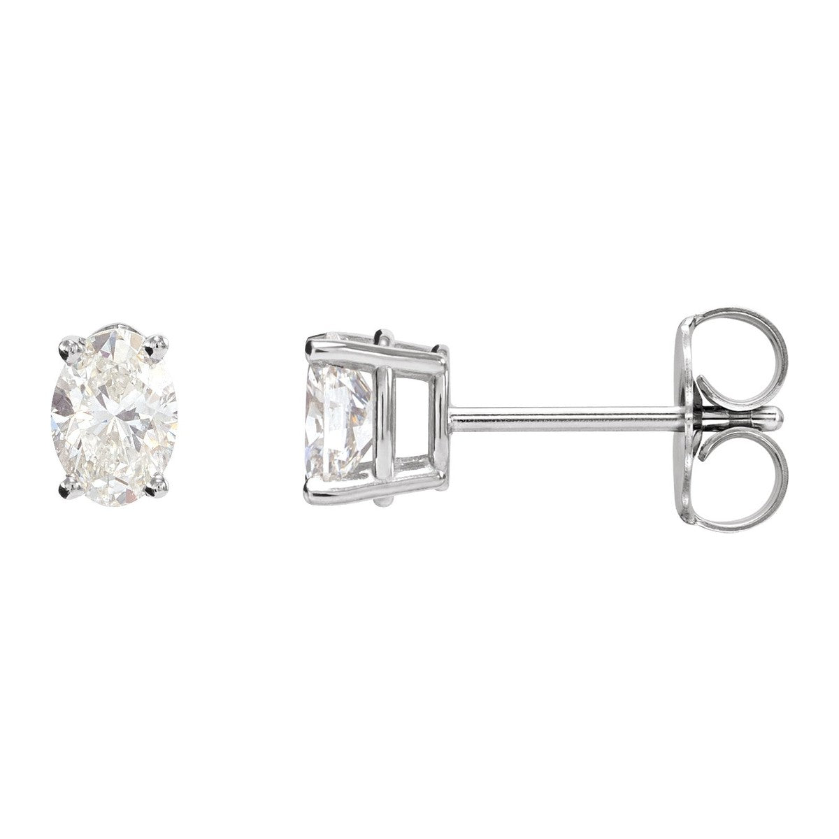 Oval 4-Prong Stud Earrings