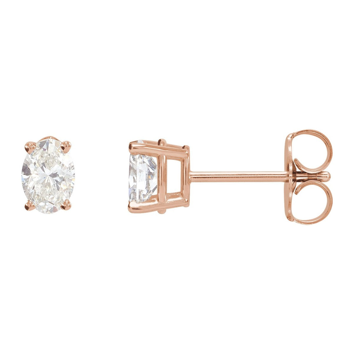 Oval 4-Prong Stud Earrings