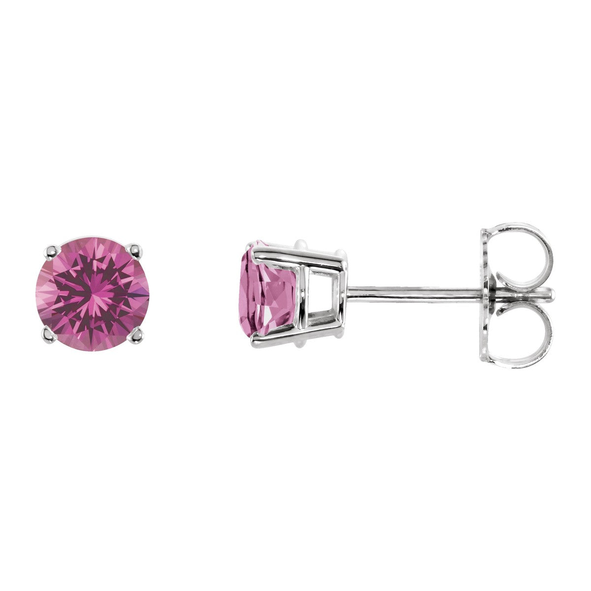 Round Gemstone Stud Earrings