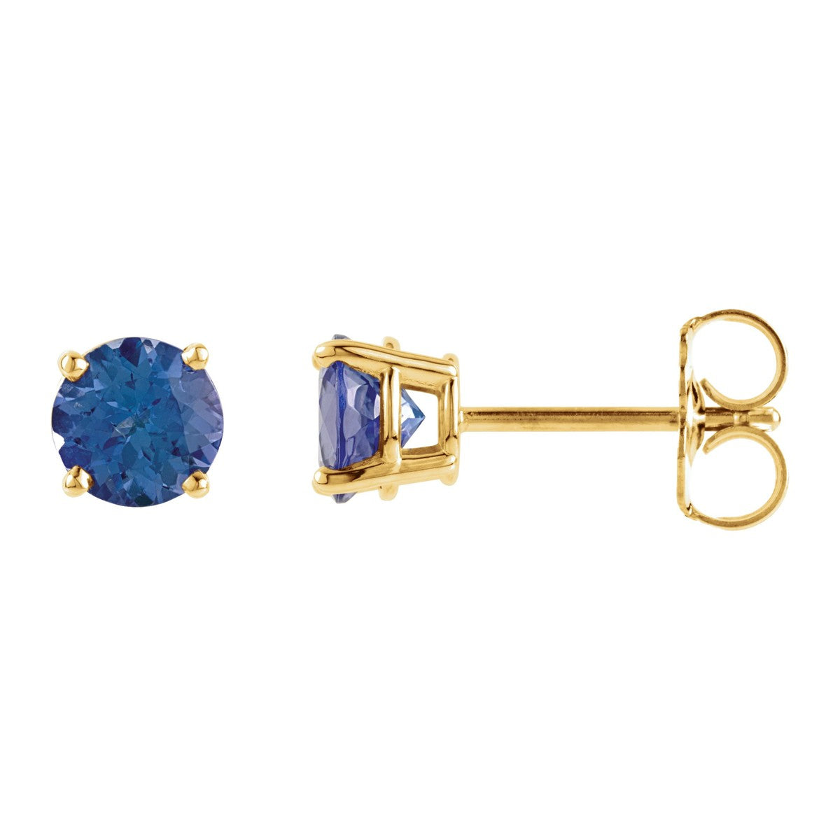 Round Gemstone Stud Earrings