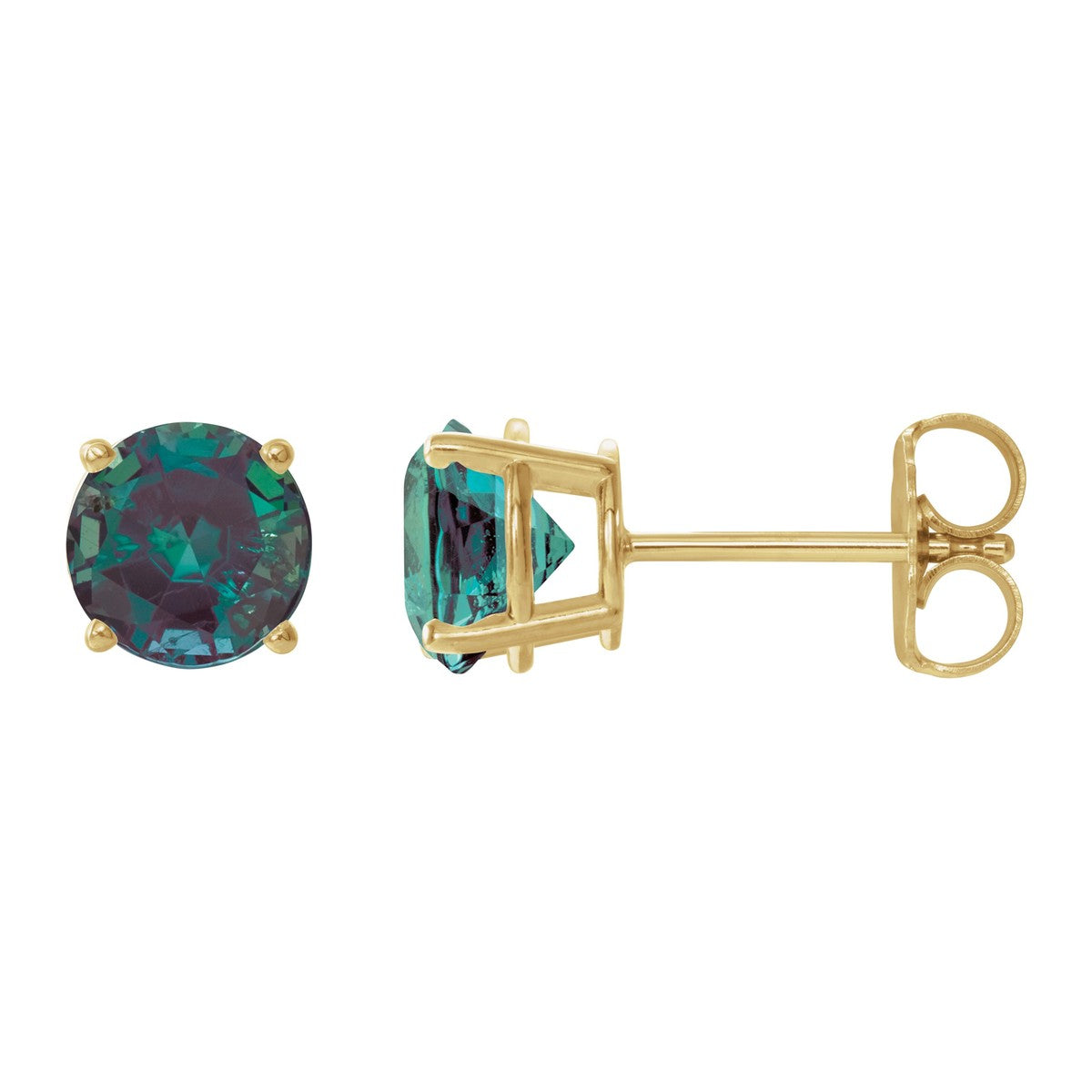 Round Gemstone Stud Earrings