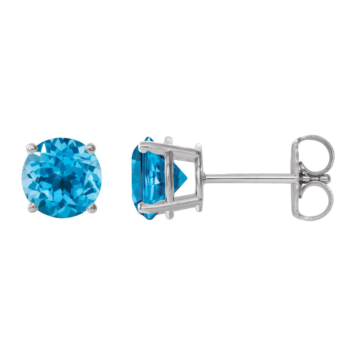 Round Gemstone Stud Earrings