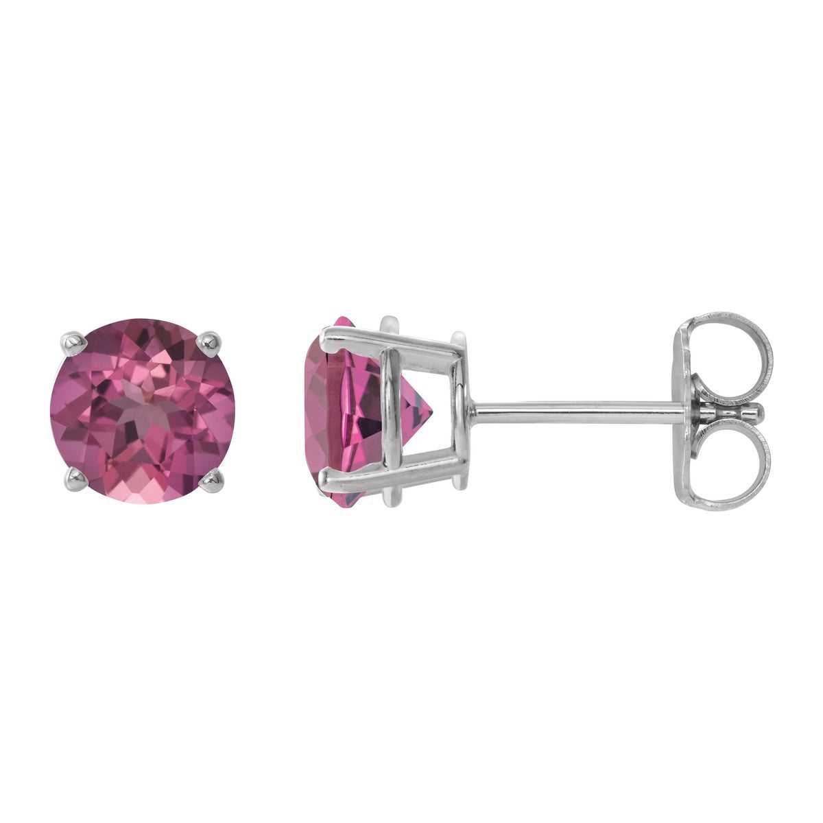 Round Gemstone Stud Earrings