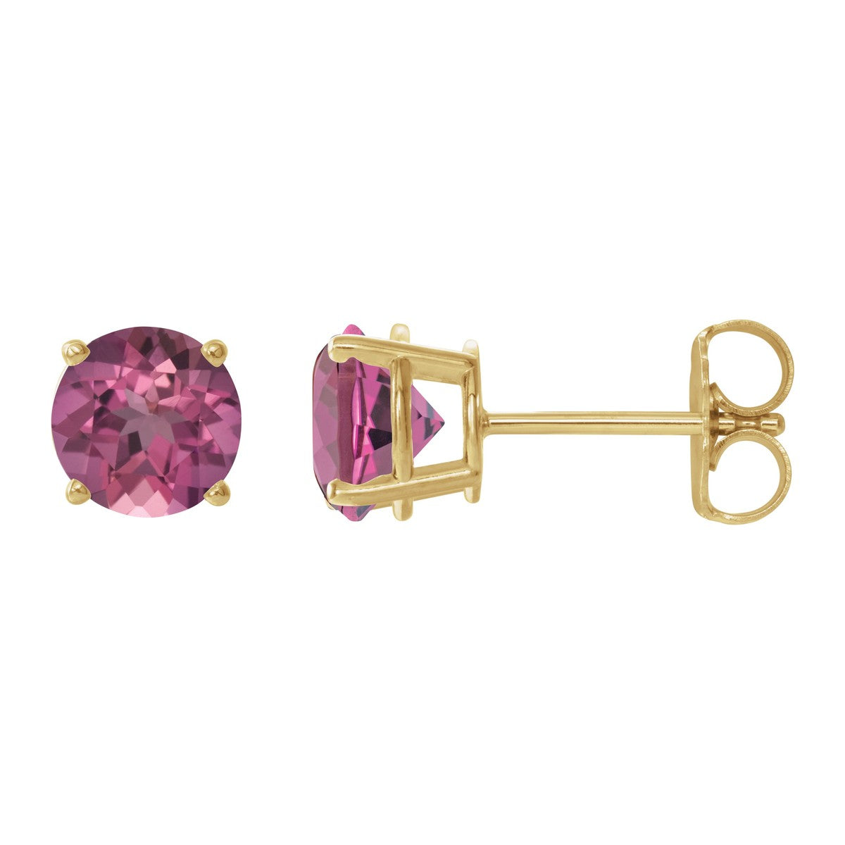 Round Gemstone Stud Earrings