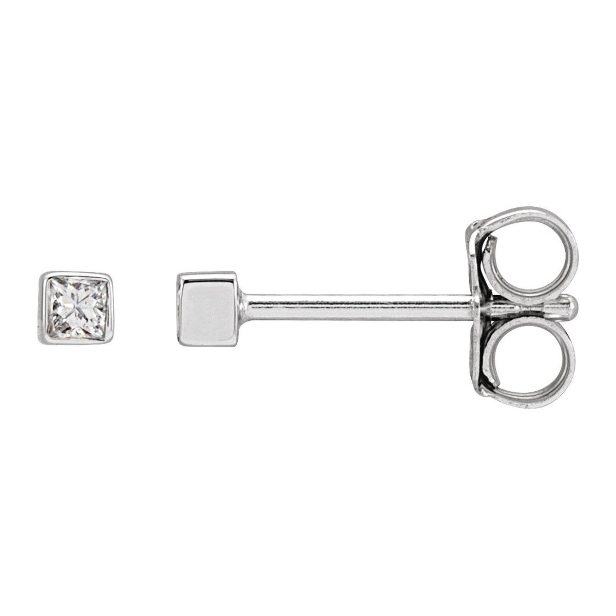Square Bezel-Set Diamond Stud Earrings