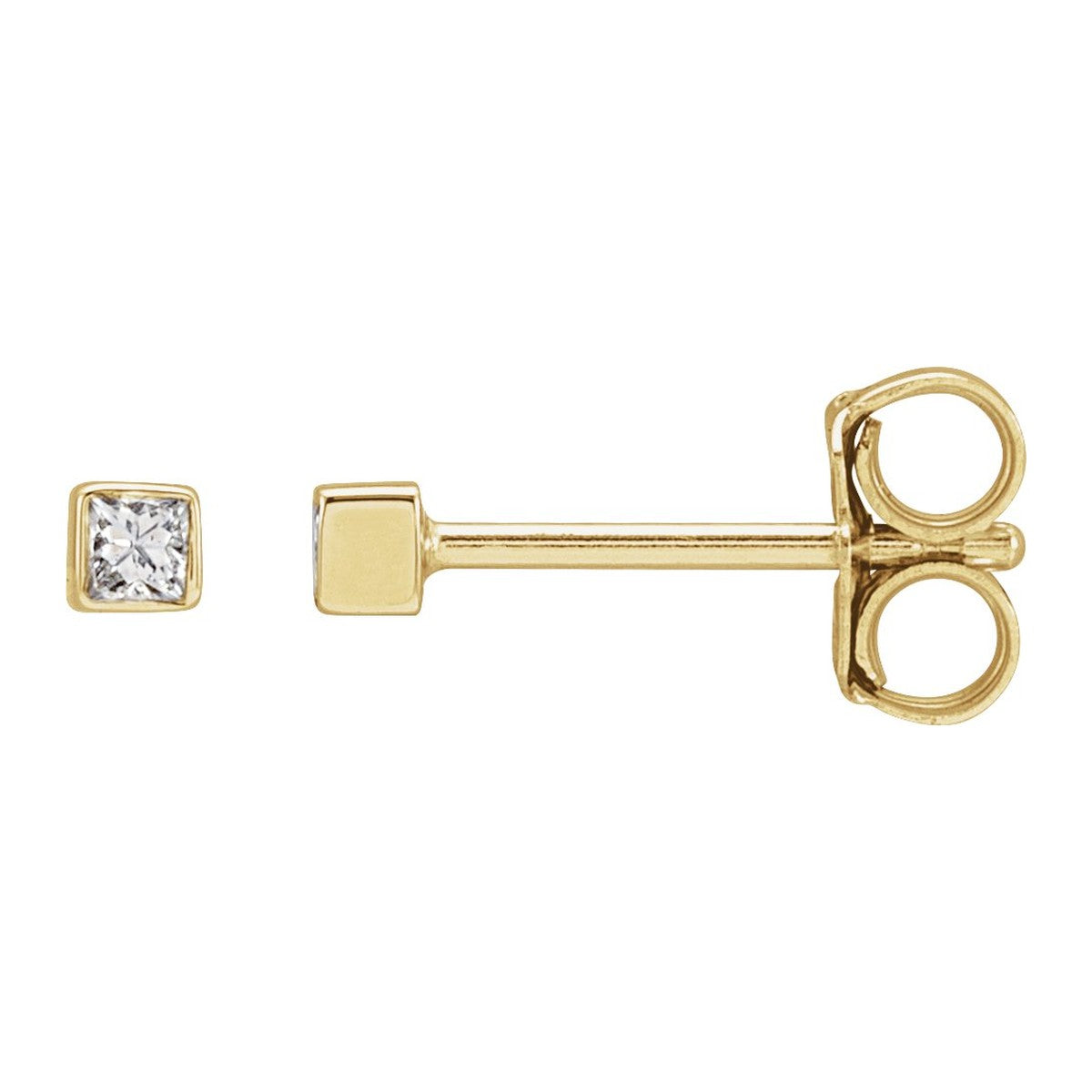 Square Bezel-Set Diamond Stud Earrings