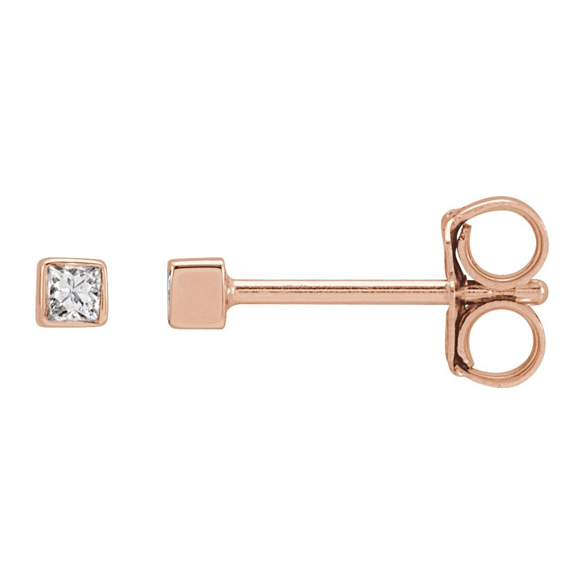 Square Bezel-Set Diamond Stud Earrings