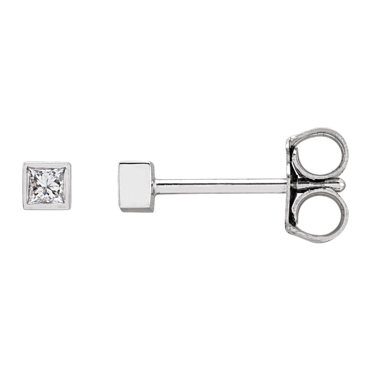 Square Bezel-Set Diamond Stud Earrings