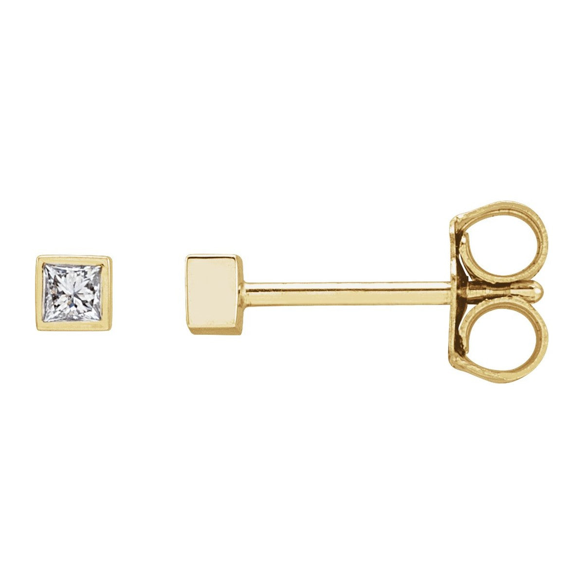 Square Bezel-Set Diamond Stud Earrings