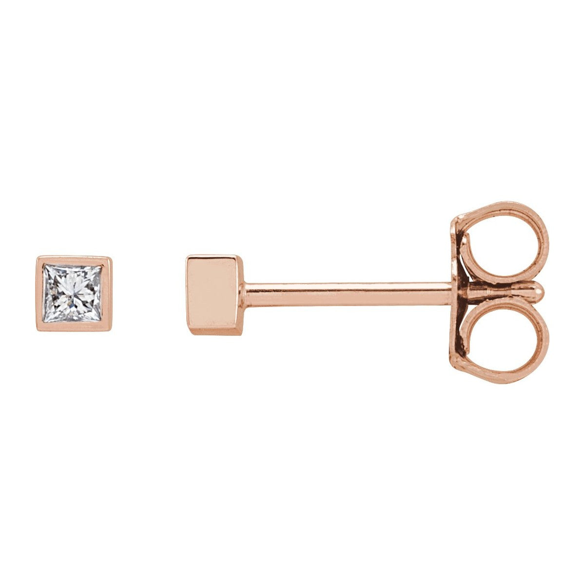 Square Bezel-Set Diamond Stud Earrings