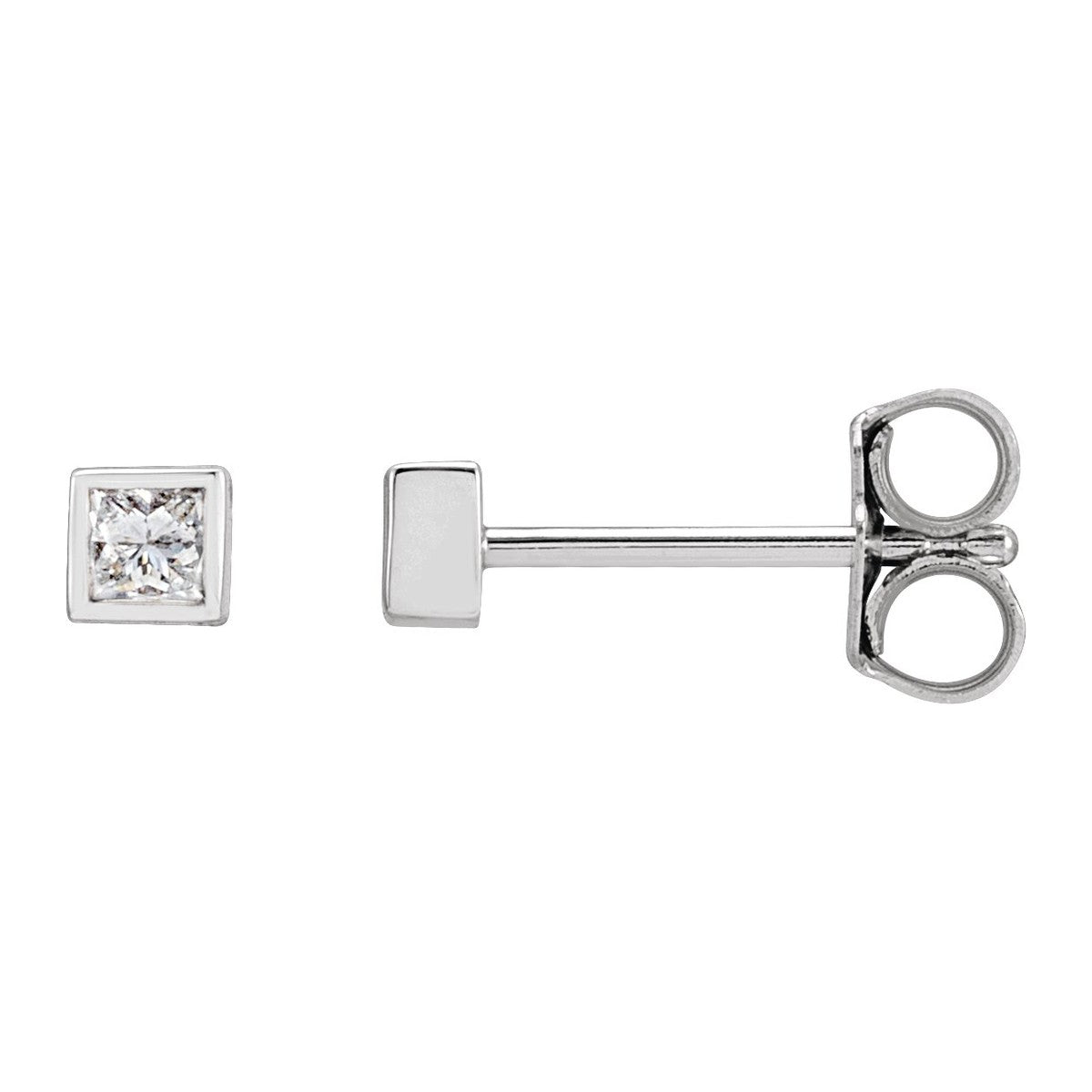 Square Bezel-Set Diamond Stud Earrings