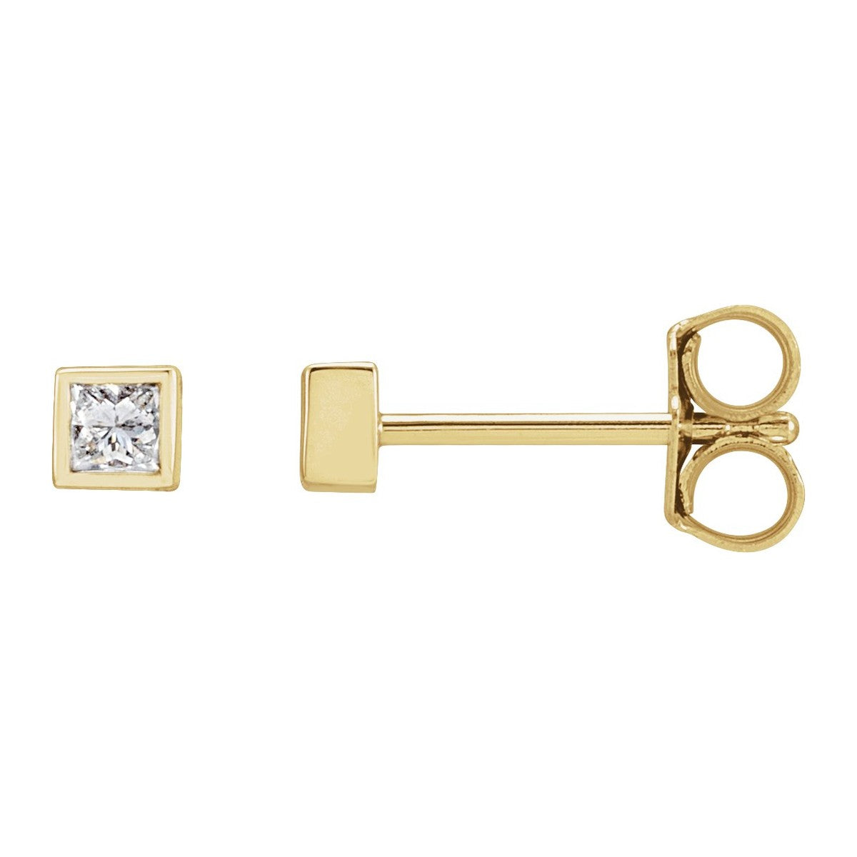 Square Bezel-Set Diamond Stud Earrings