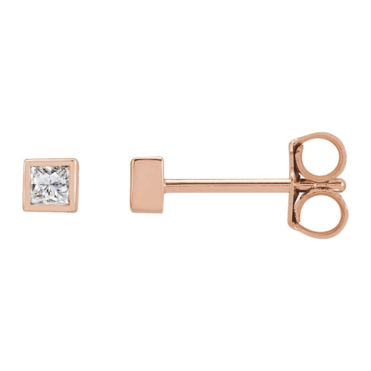 Square Bezel-Set Diamond Stud Earrings