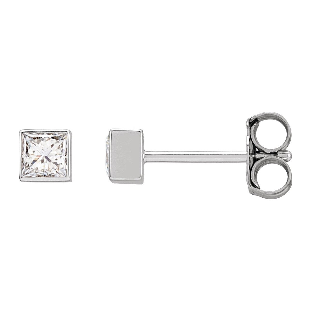 Square Bezel-Set Diamond Stud Earrings