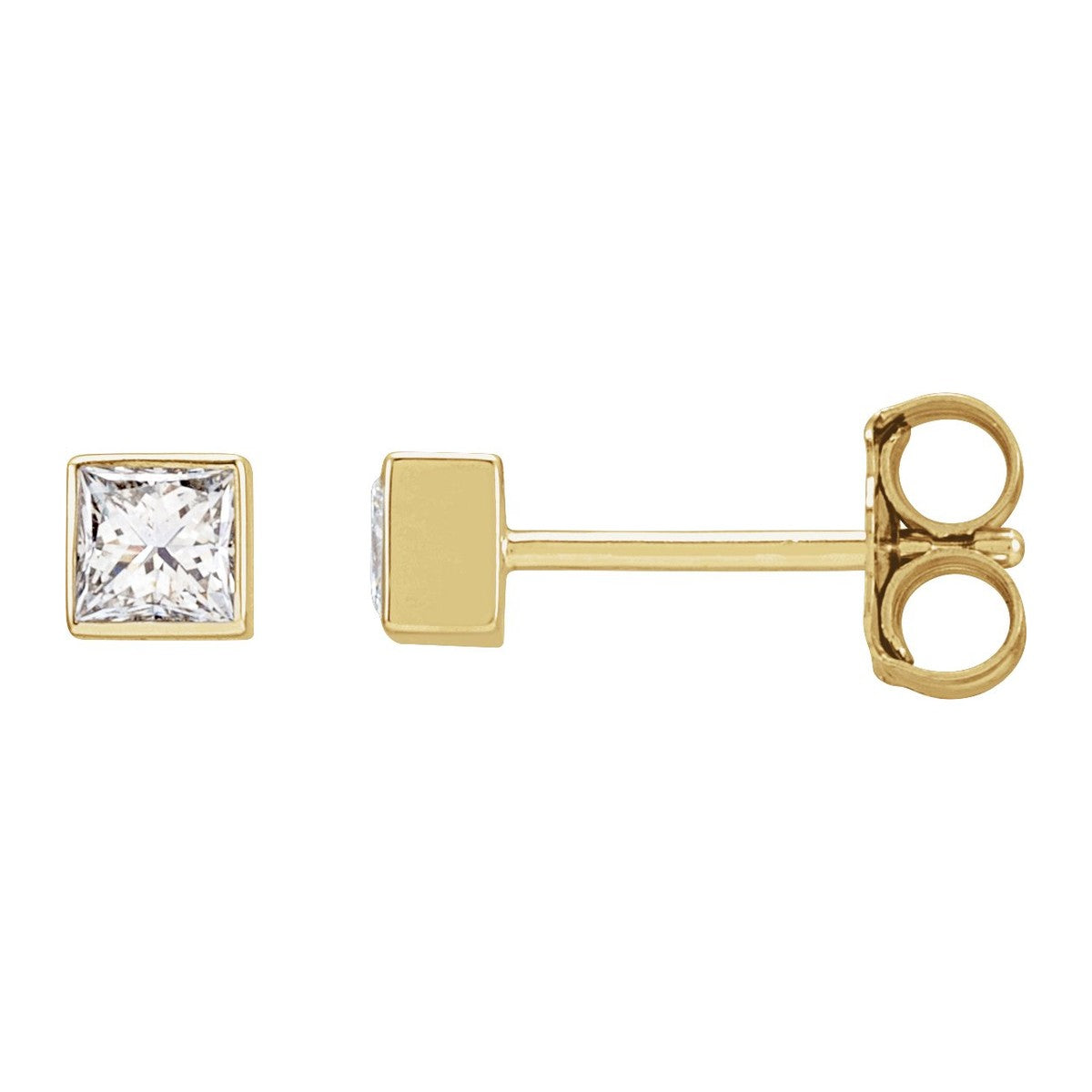 Square Bezel-Set Diamond Stud Earrings