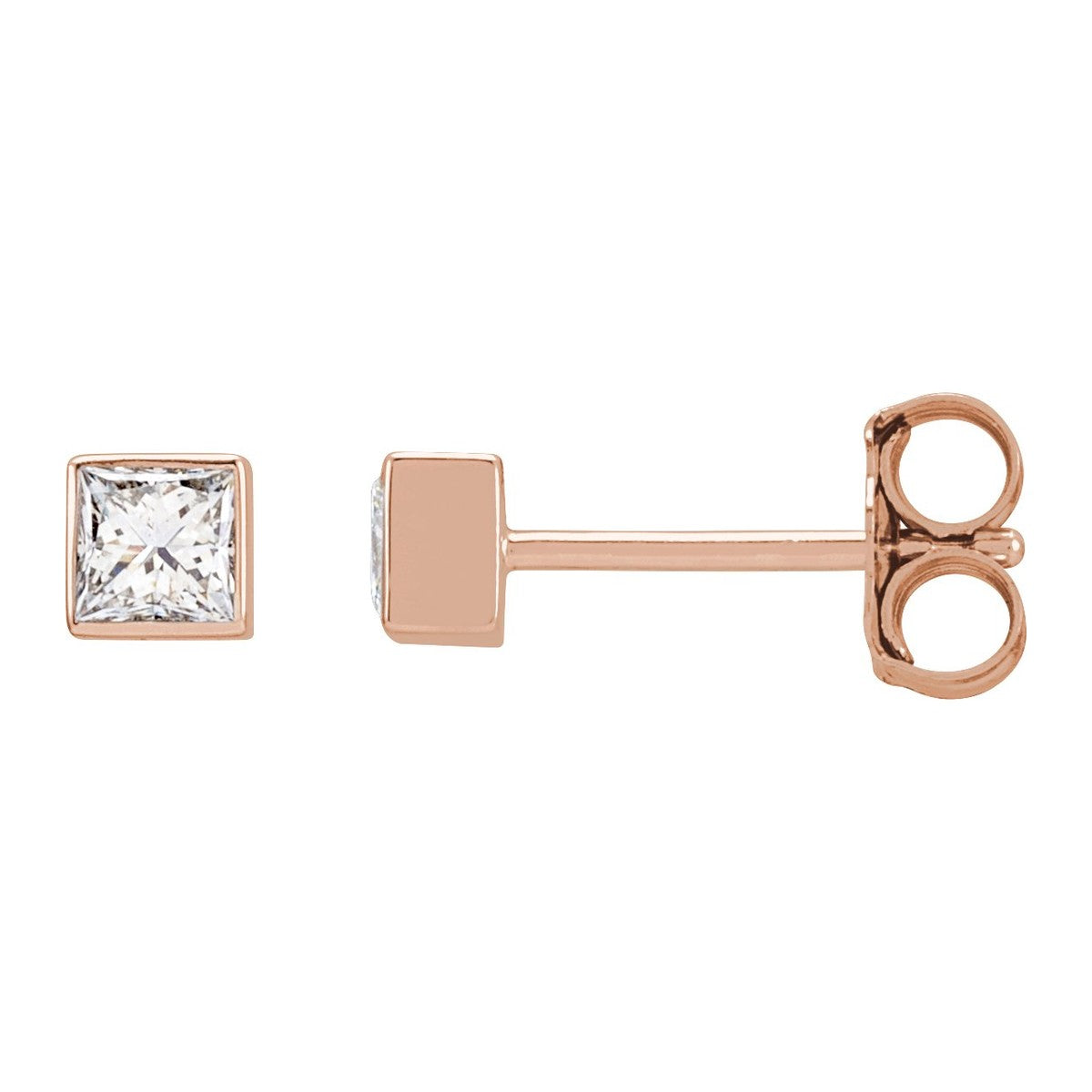 Square Bezel-Set Diamond Stud Earrings