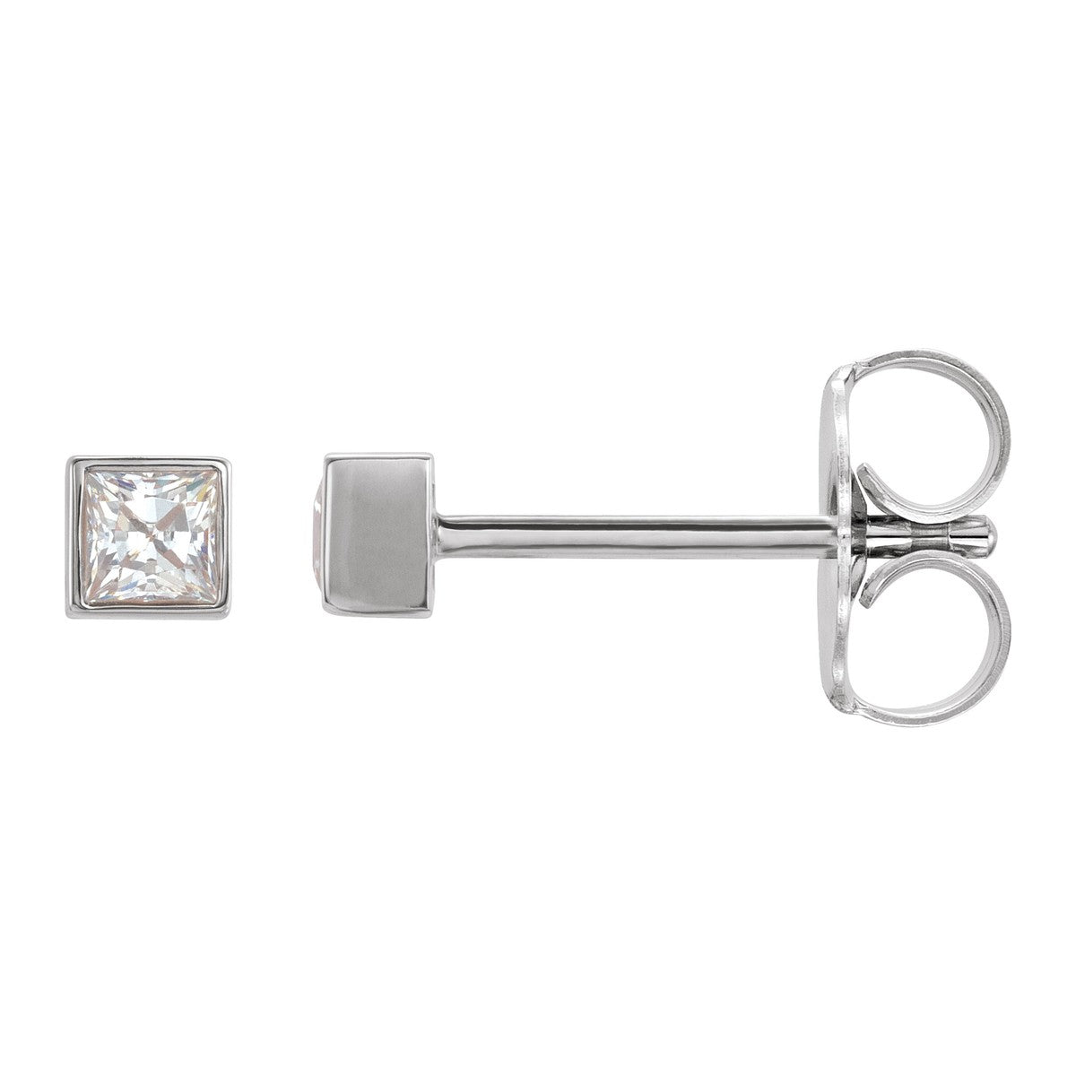 Square Bezel-Set Diamond Stud Earrings