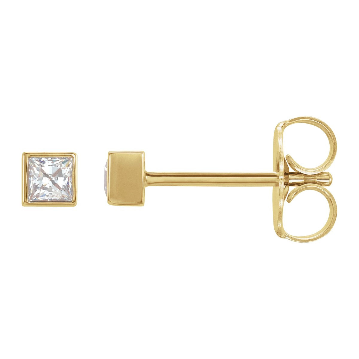Square Bezel-Set Diamond Stud Earrings