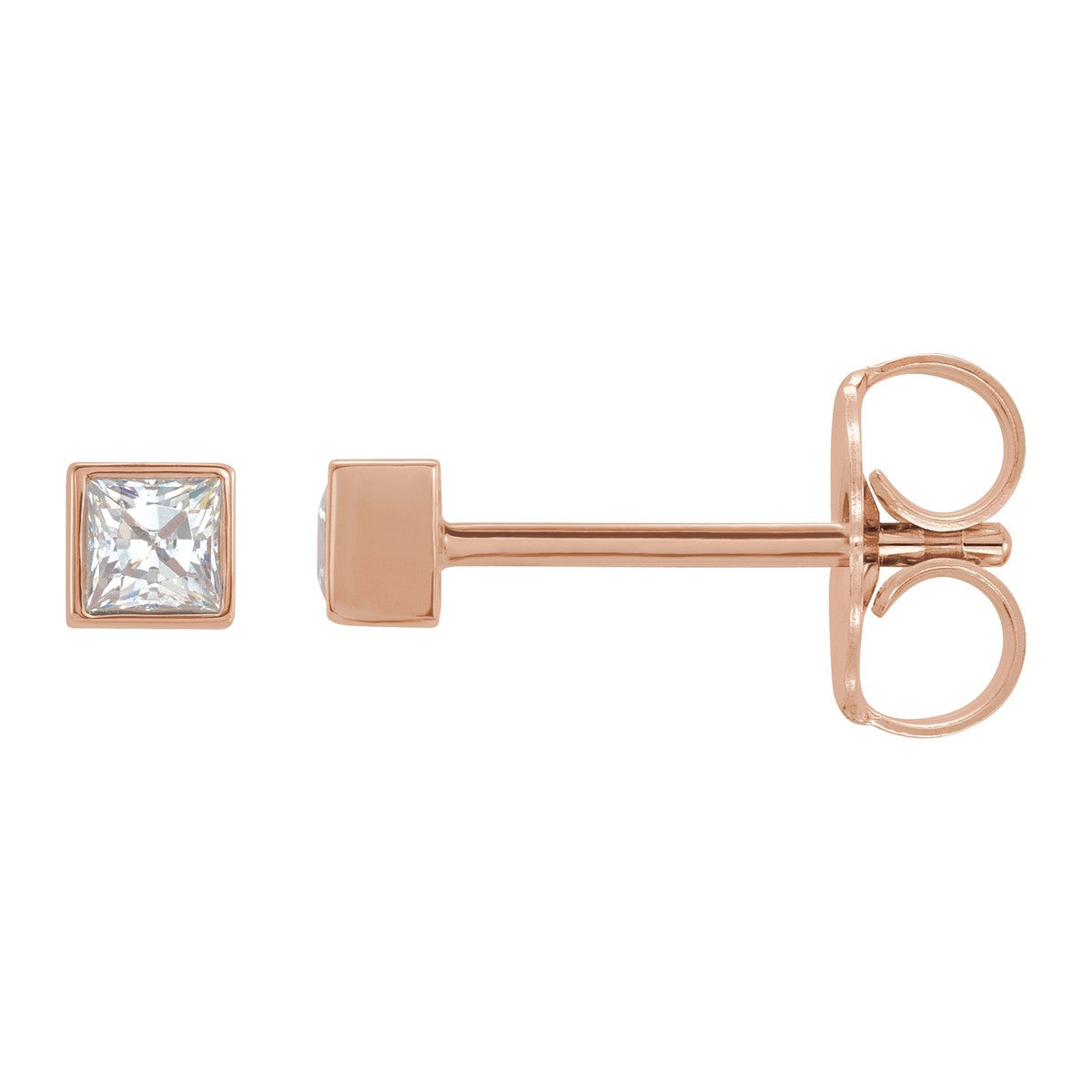Square Bezel-Set Diamond Stud Earrings