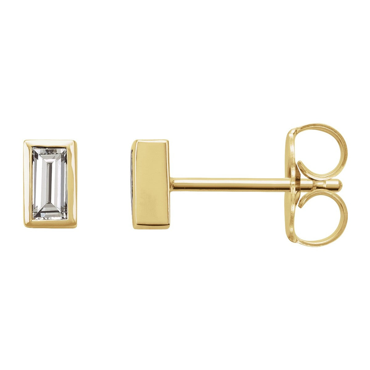 Baguette Bezel-Set Stud Earrings