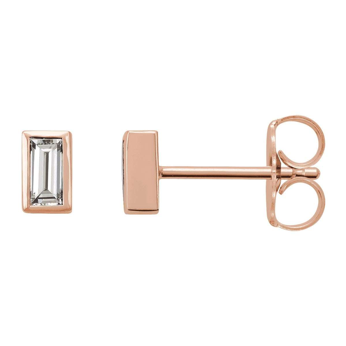 Baguette Bezel-Set Stud Earrings
