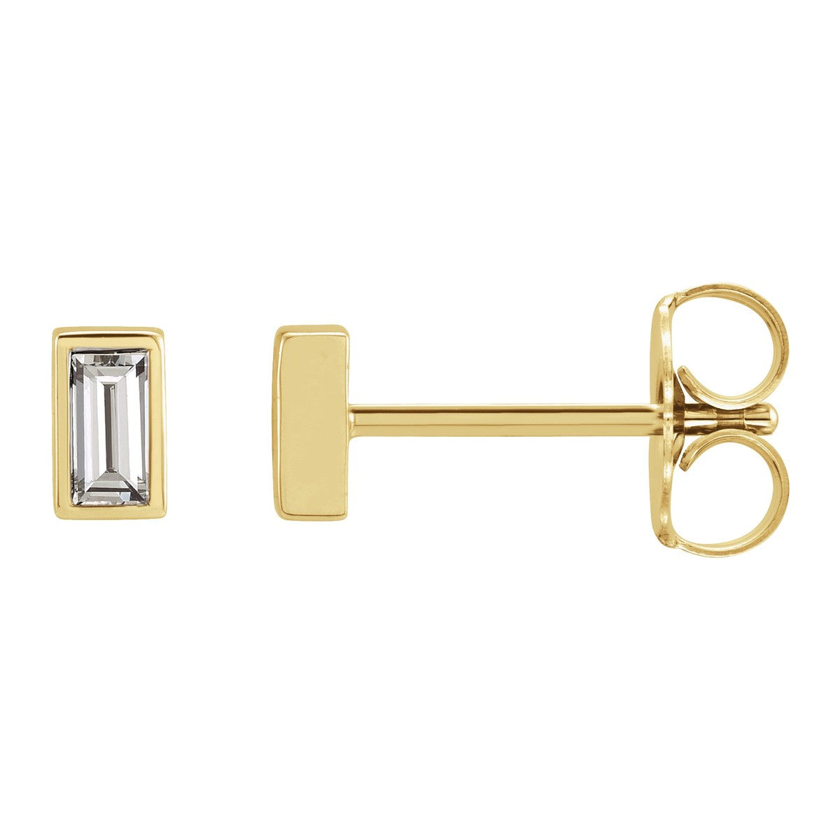 Baguette Bezel-Set Stud Earrings