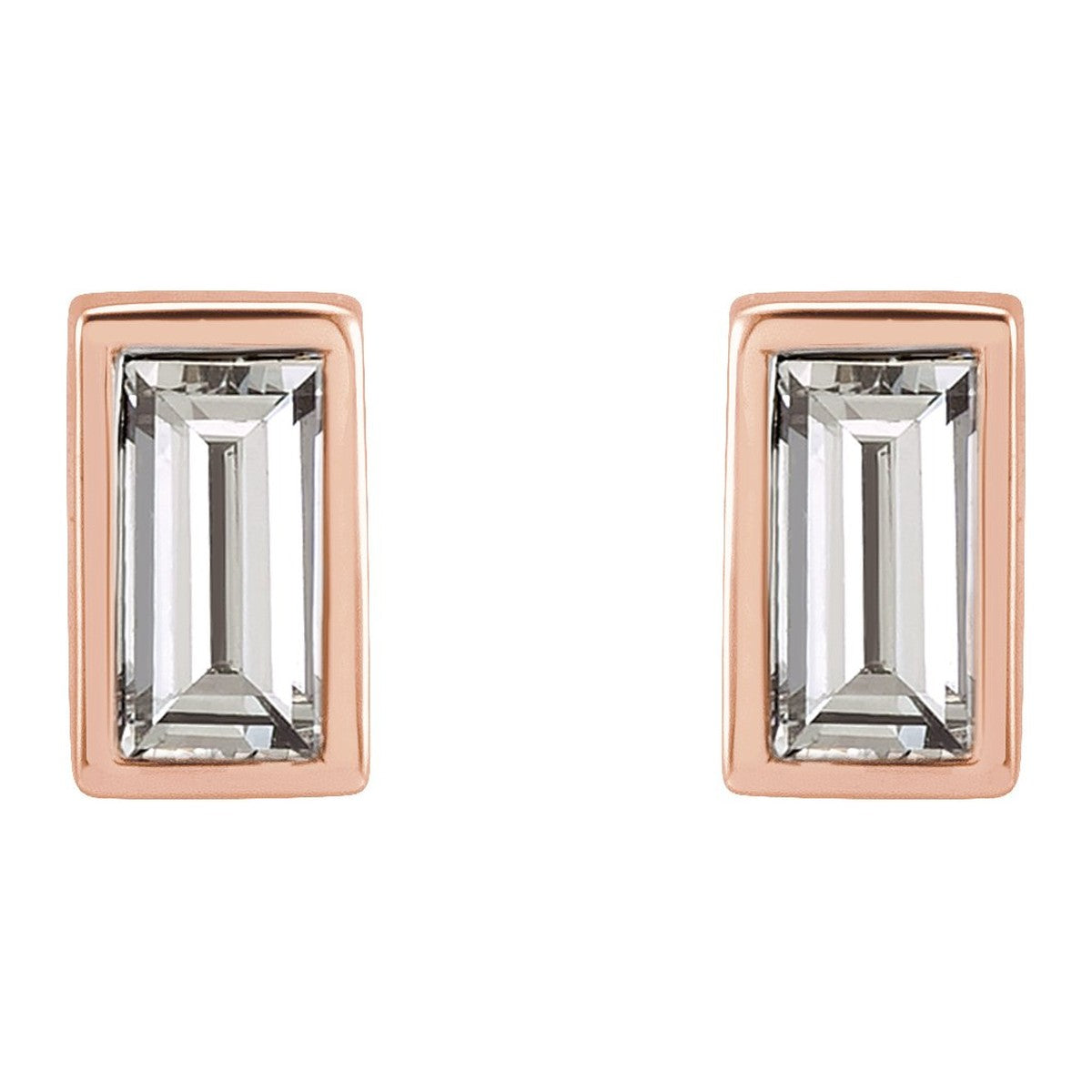 Baguette Bezel-Set Stud Earrings