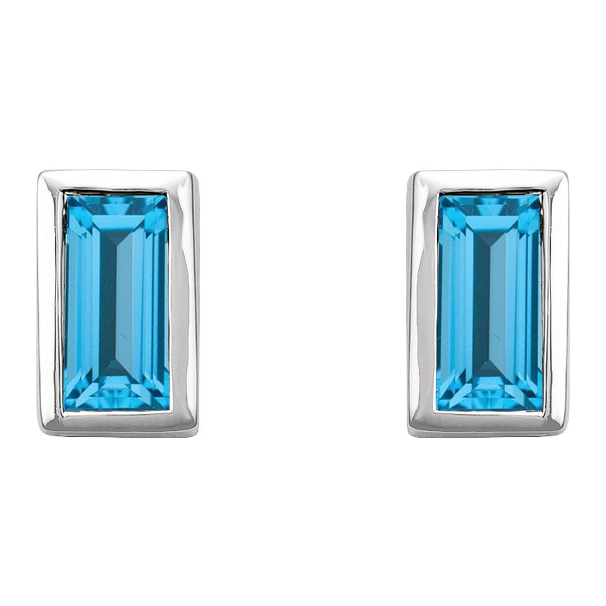 Baguette Bezel-Set Stud Earrings