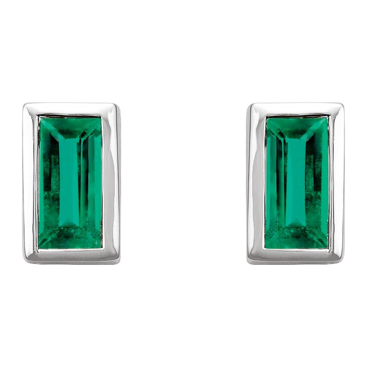 Baguette Bezel-Set Stud Earrings