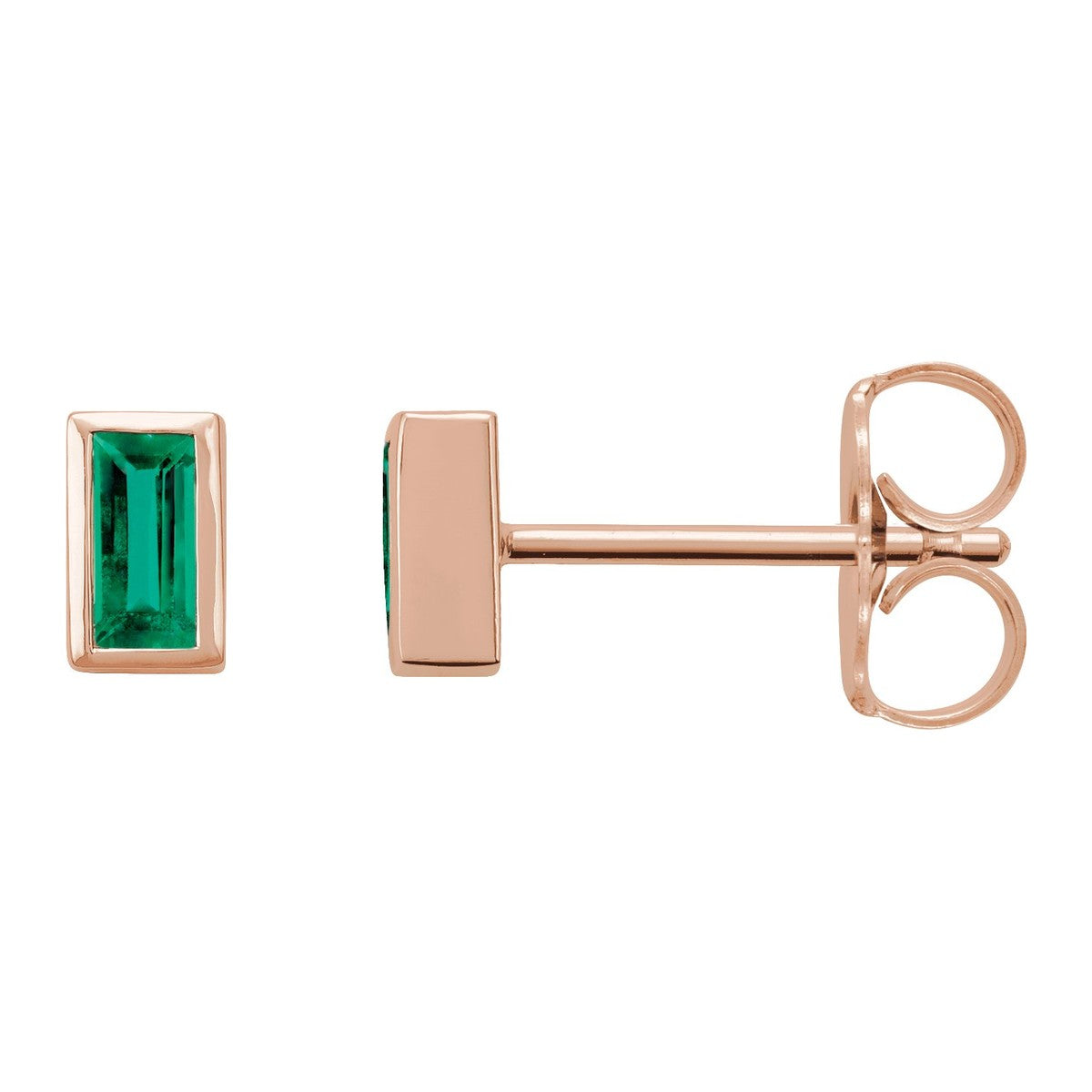 Baguette Bezel-Set Stud Earrings