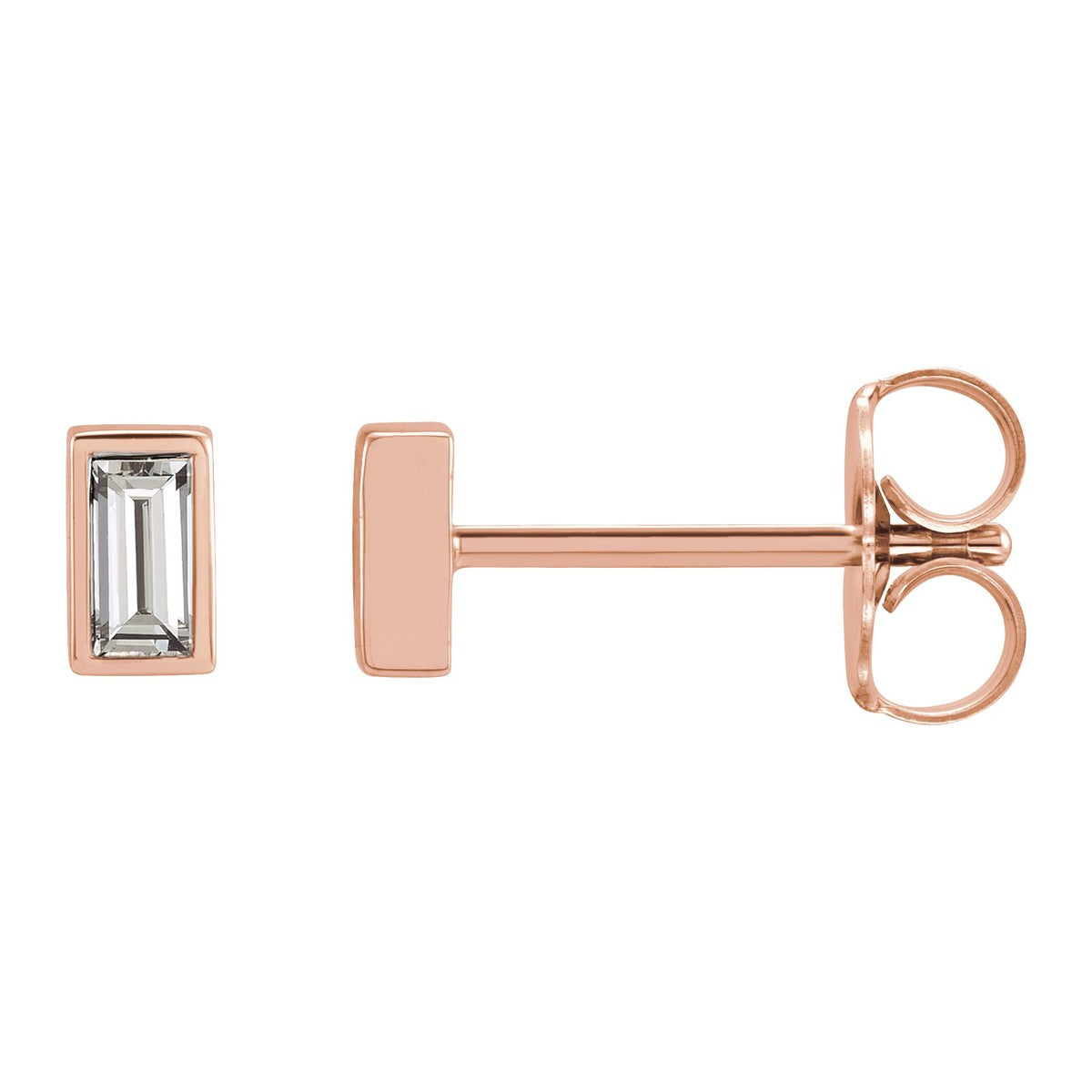 Baguette Bezel-Set Stud Earrings