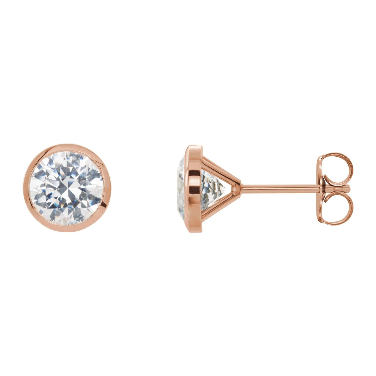 Bezel-Set Diamond Stud Earrings
