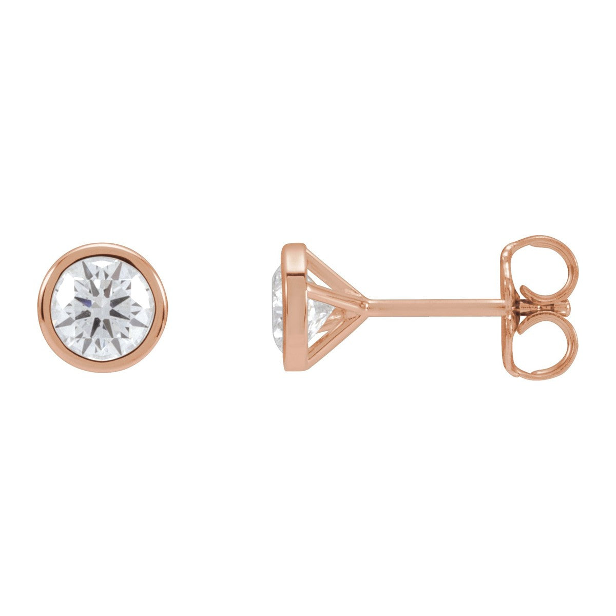 Bezel-Set Diamond Stud Earrings