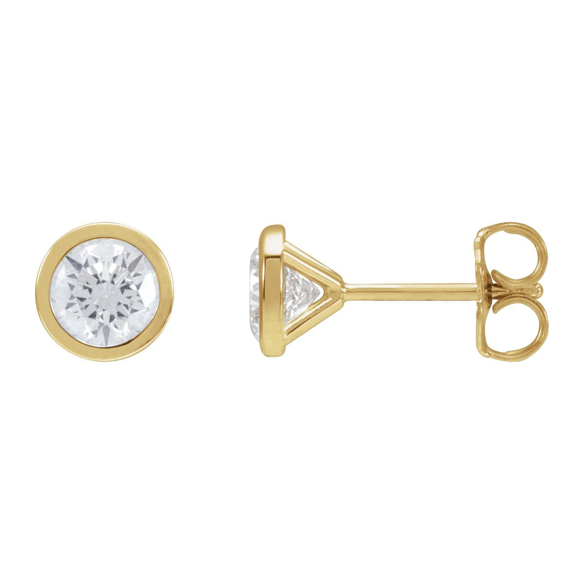 Bezel-Set Diamond Stud Earrings