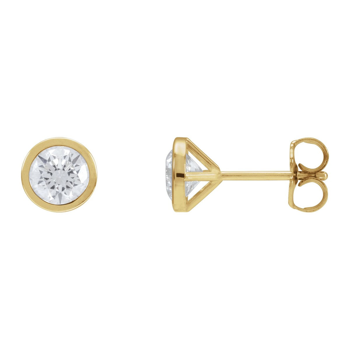 Bezel-Set Diamond Stud Earrings