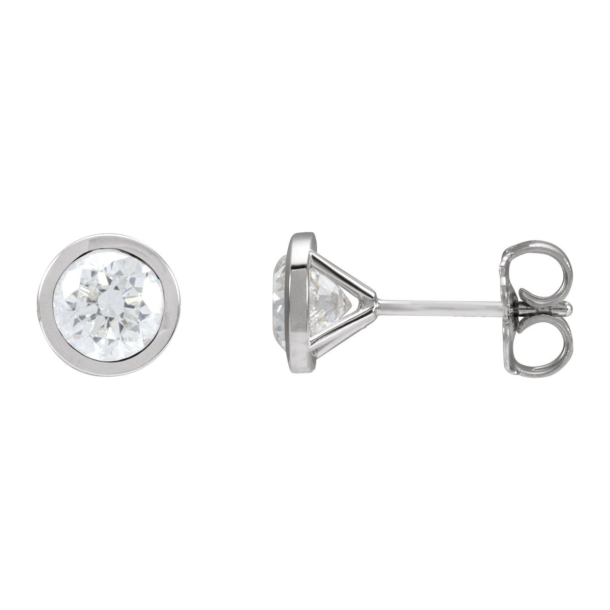 Bezel-Set Diamond Stud Earrings