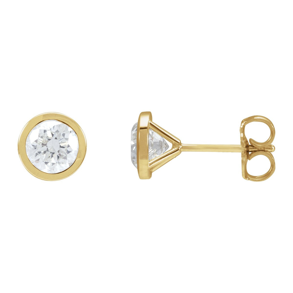 Bezel-Set Diamond Stud Earrings