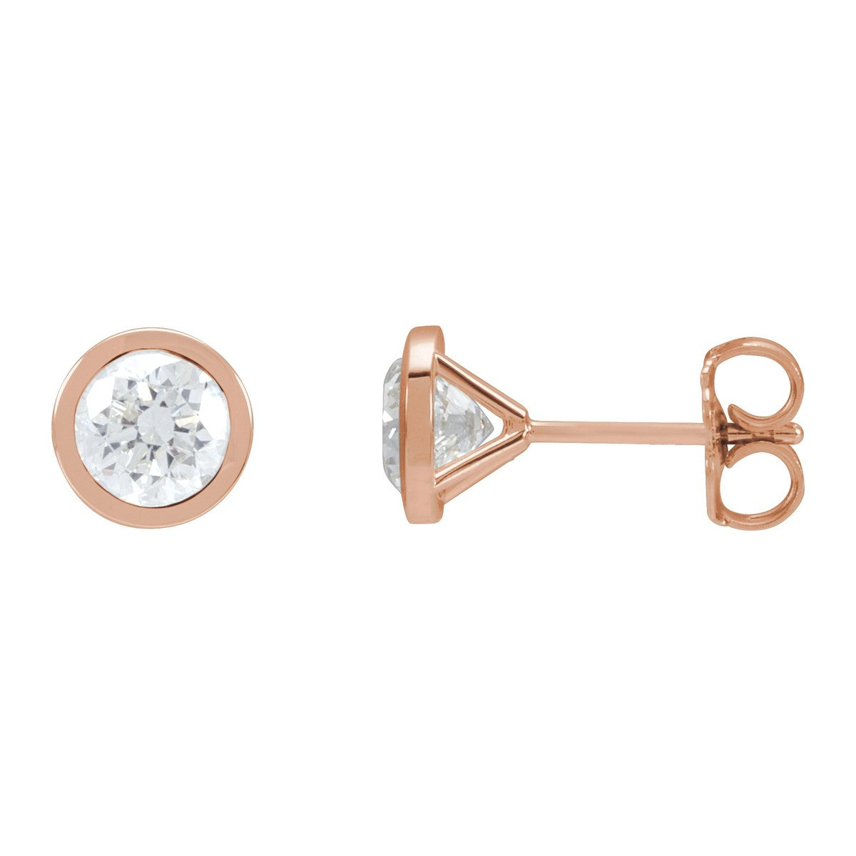Bezel-Set Diamond Stud Earrings