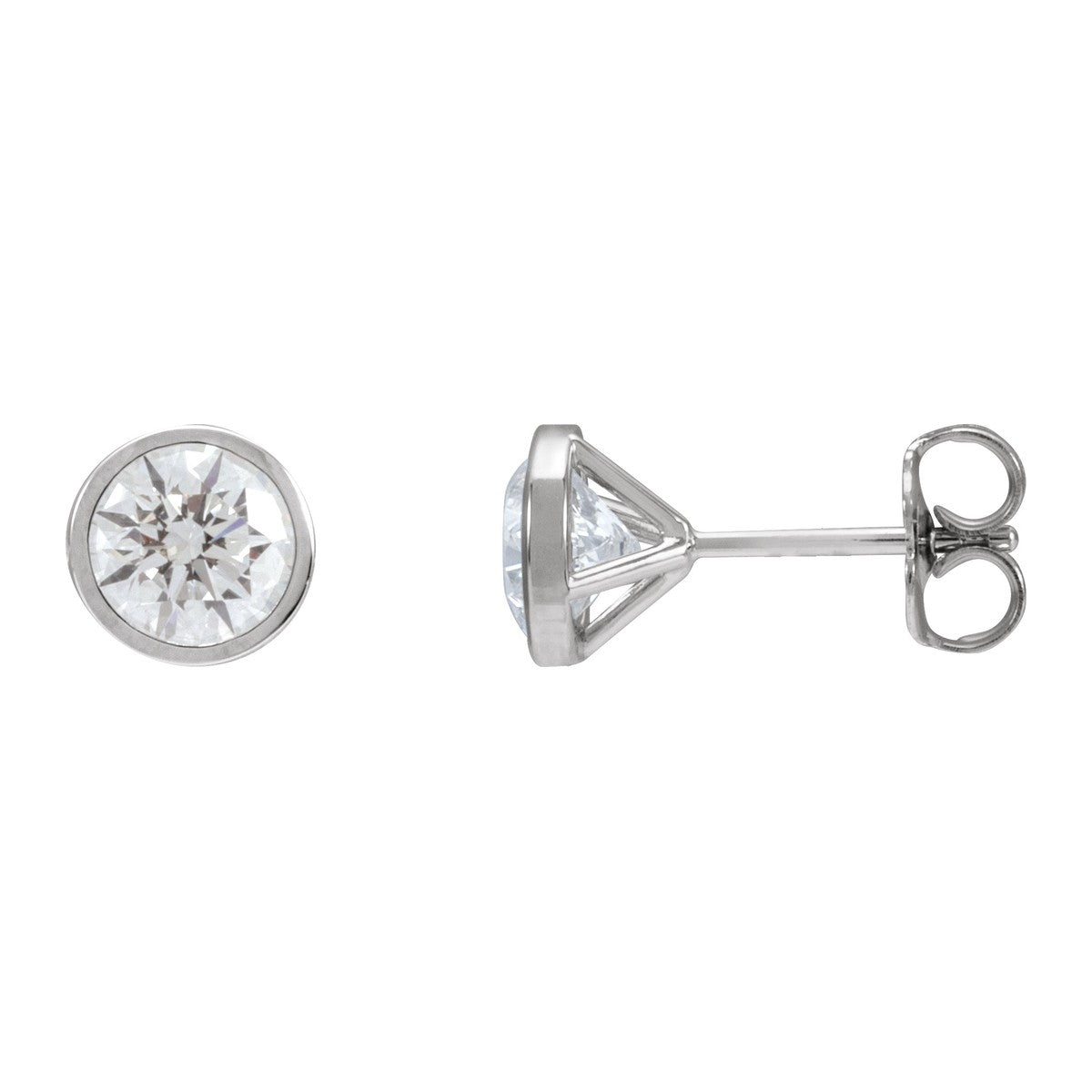 Bezel-Set Diamond Stud Earrings
