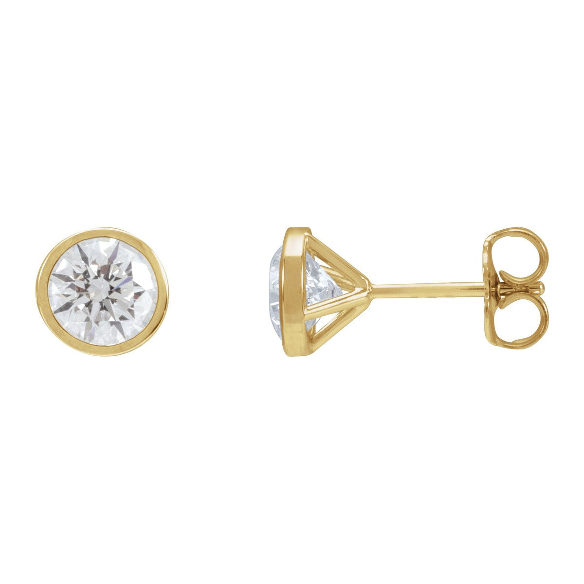 Bezel-Set Diamond Stud Earrings