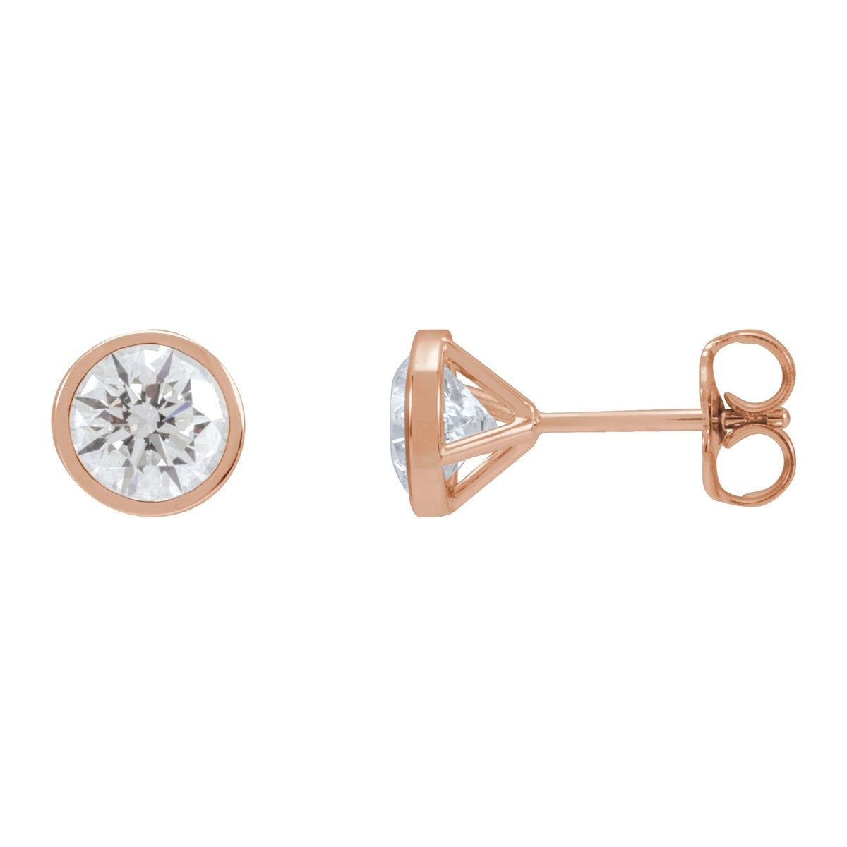 Bezel-Set Diamond Stud Earrings